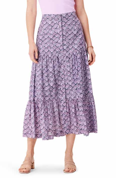 Falling Fans Tiered Cotton Skirt