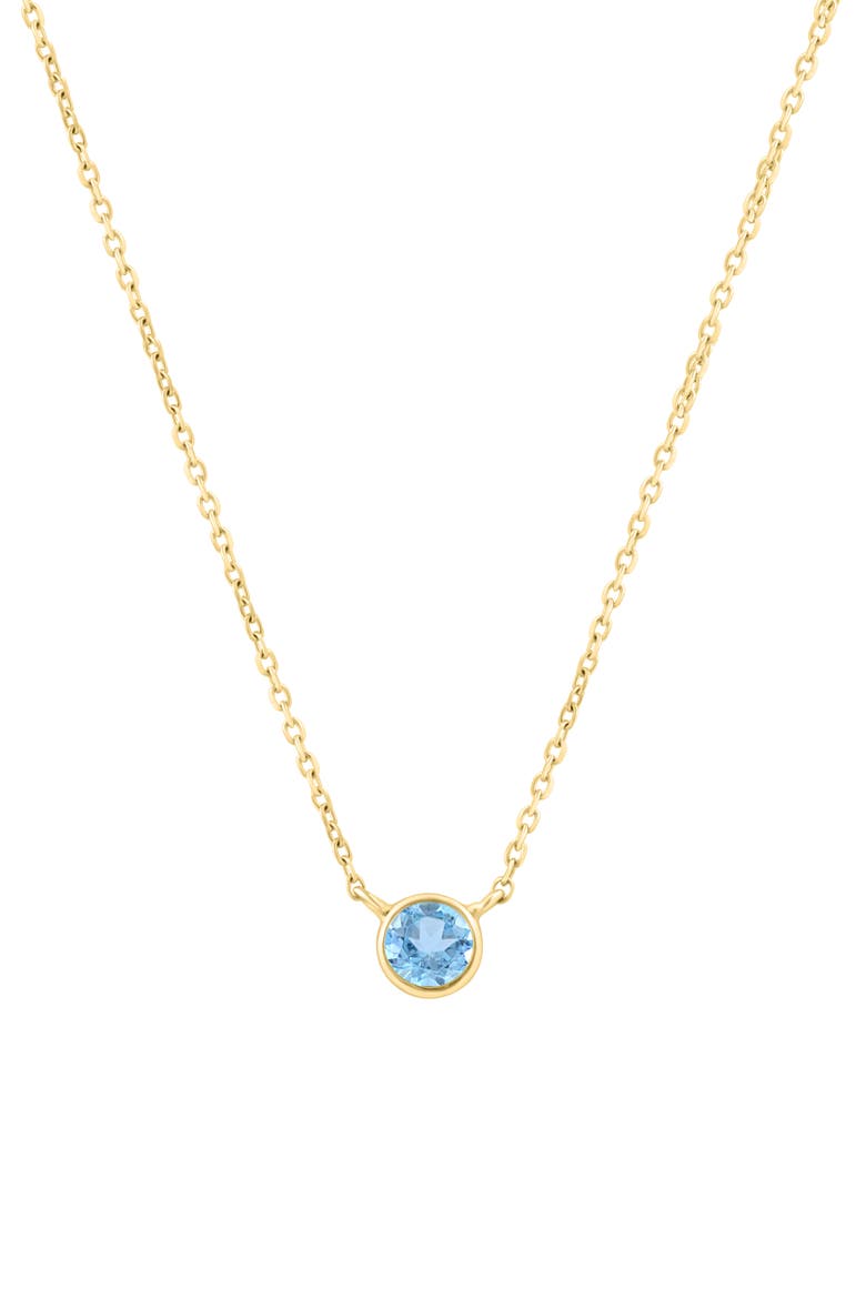 18k Gold Plated Sterling Silver Blue Stone Pendant Necklace, Main, color, BLUE