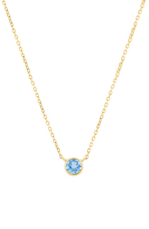 18k Gold Plated Sterling Silver Blue Stone Pendant Necklace