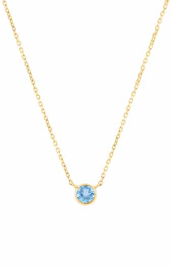 18k Gold Plated Sterling Silver Blue Stone Pendant Necklace