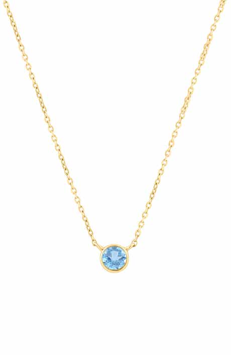 18k Gold Plated Sterling Silver Blue Stone Pendant Necklace