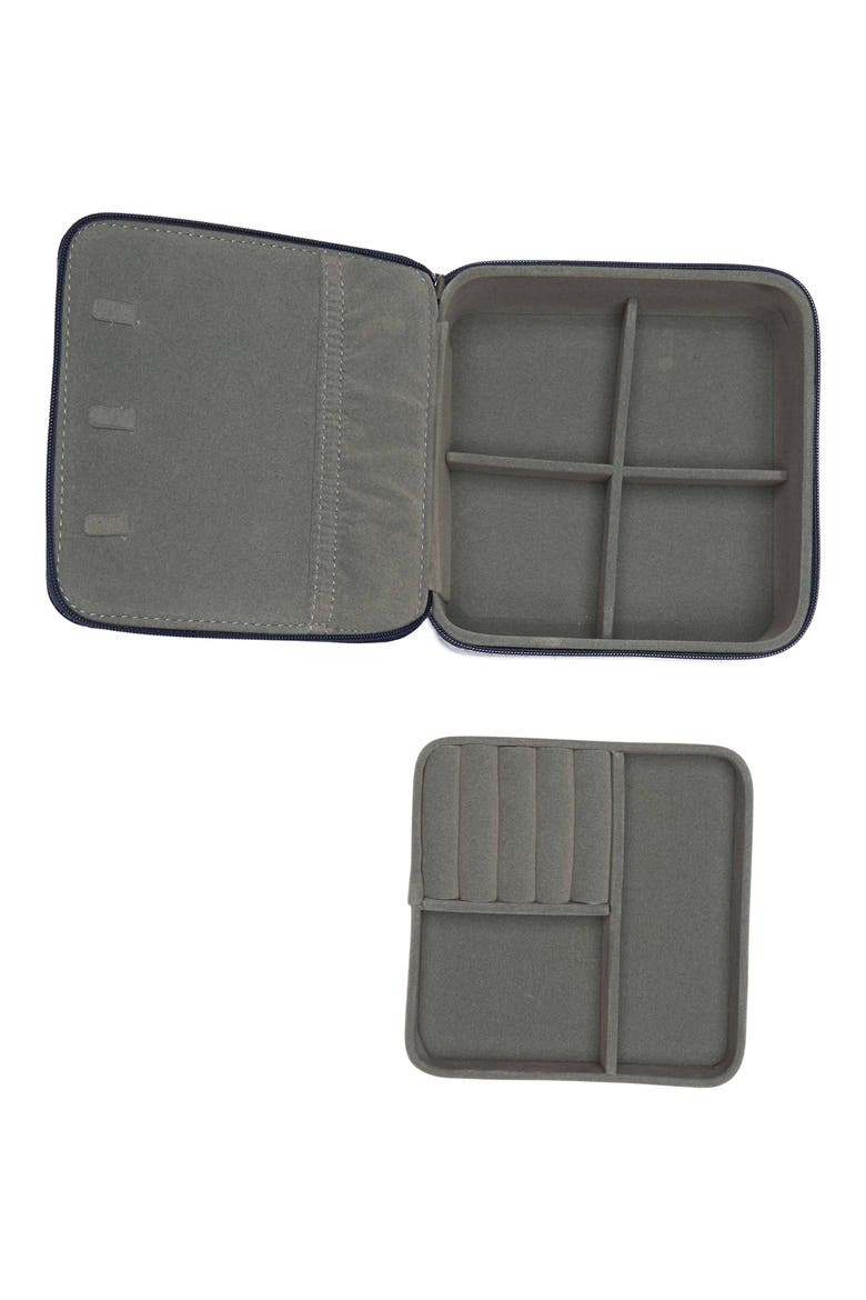 Medium Square Zip Jewelry Box, Alternate, color, NAVY