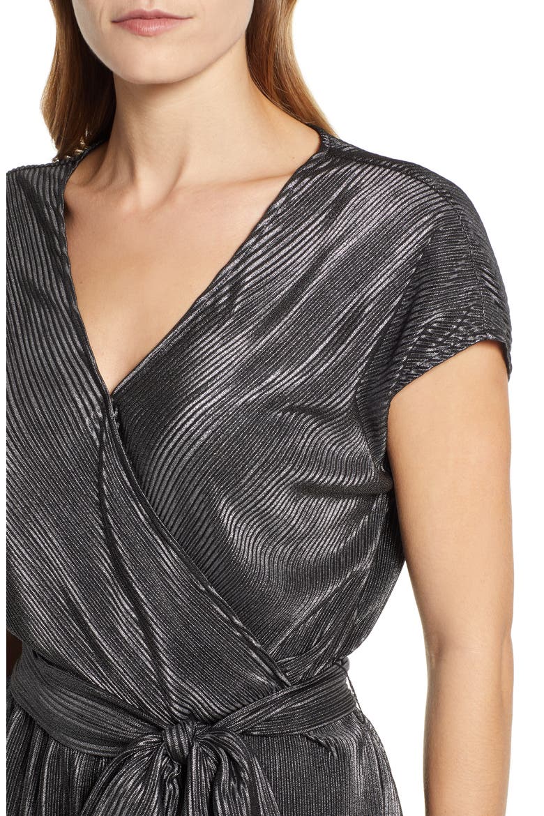Gibson x Glam Squad Plissé Faux Wrap Top (Nordstrom Exclusive), Alternate, color, BLACK