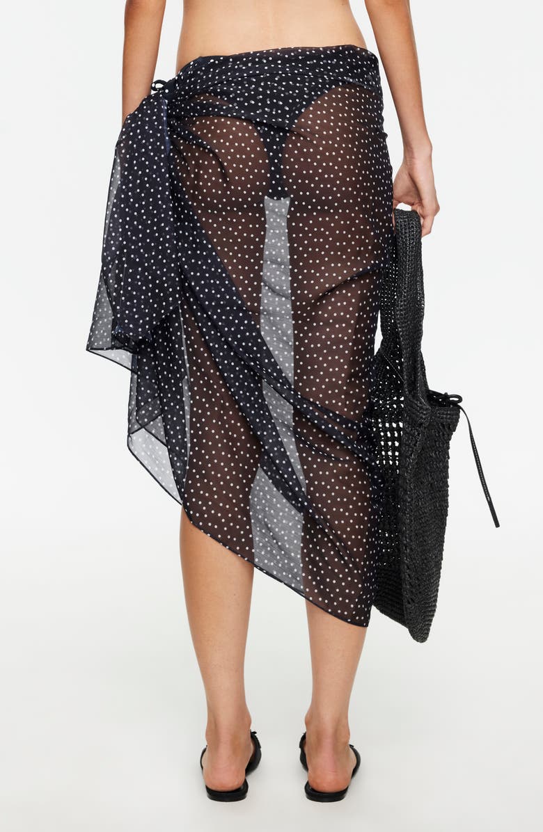 LIONESS Wavelength Sheer Cover-Up Wrap Skirt, Alternate, color, Noir Polka