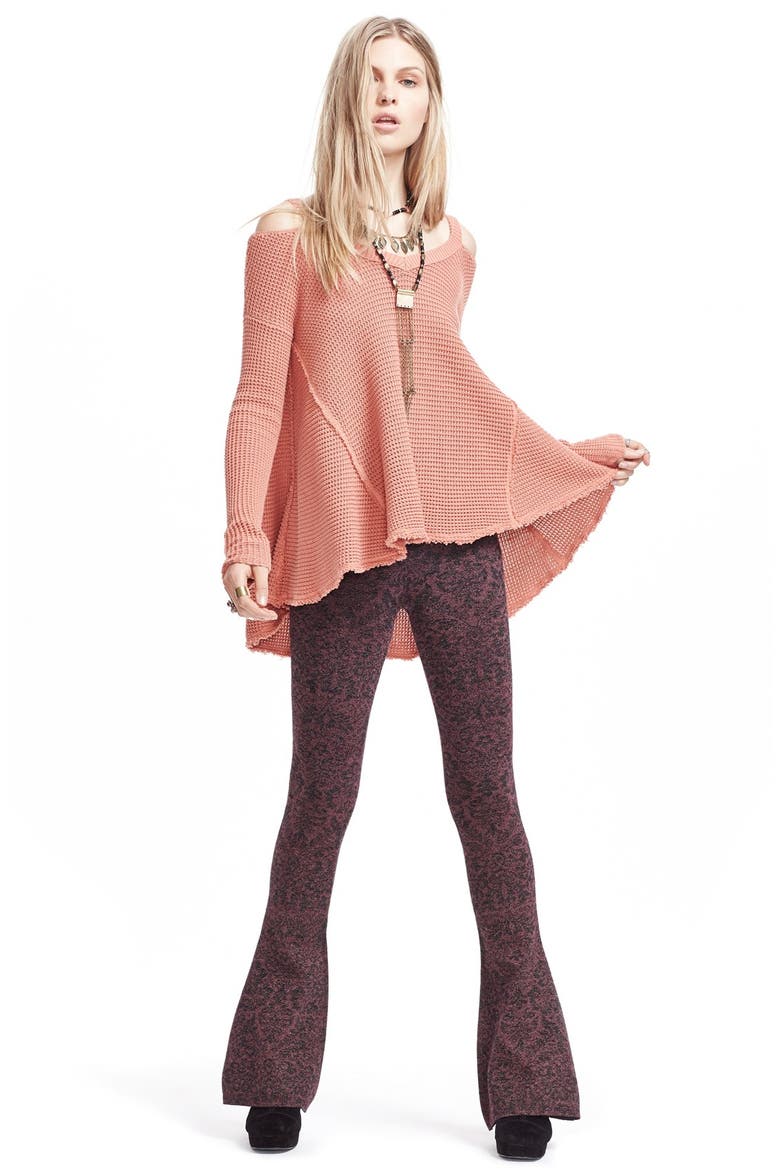 Metallic Sweater Flare Pants, Alternate, color, WINE/ BLACK COMBO