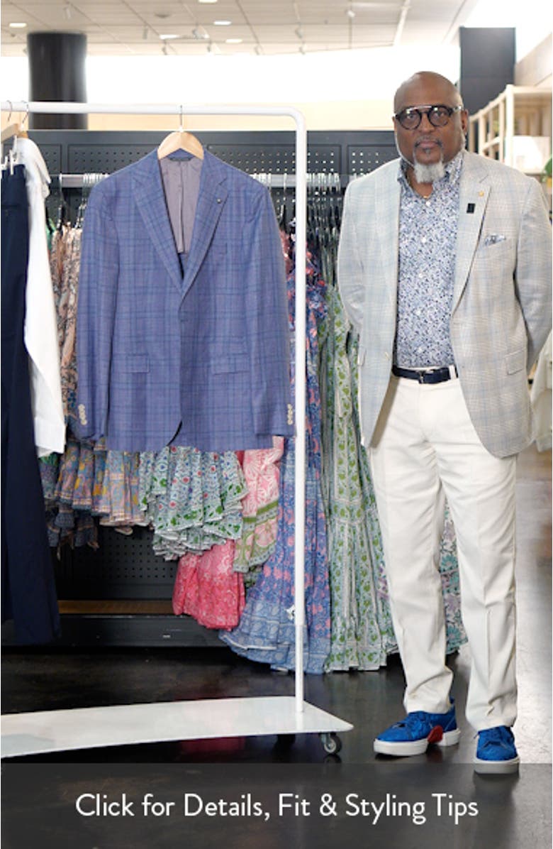 Midland Contemporary Fit Plaid Slub Wool & Silk Blend Sport Coat, sales video thumbnail