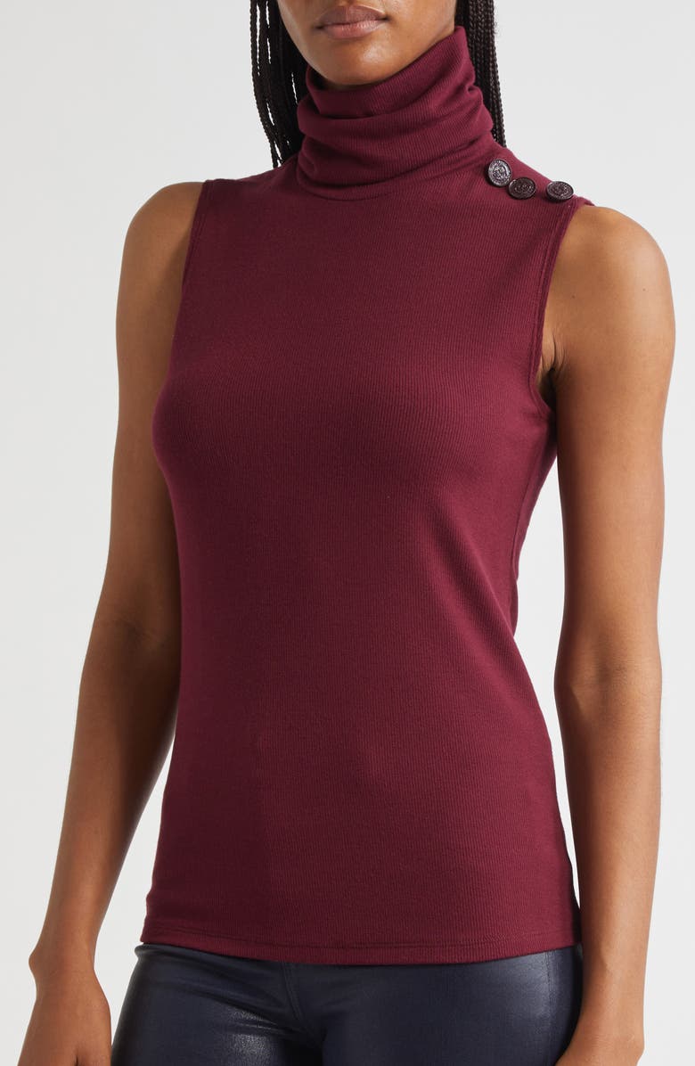 L'AGENCE Ceci Sleeveless Turtleneck Sweater, Alternate, color, Dark Port
