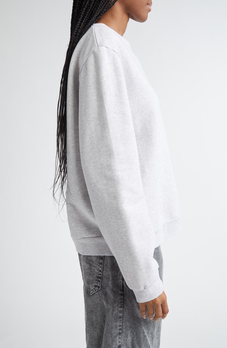 Acne Studios Faihra U Face Patch Fleece Sweatshirt, Alternate, color, Pale Grey Melange