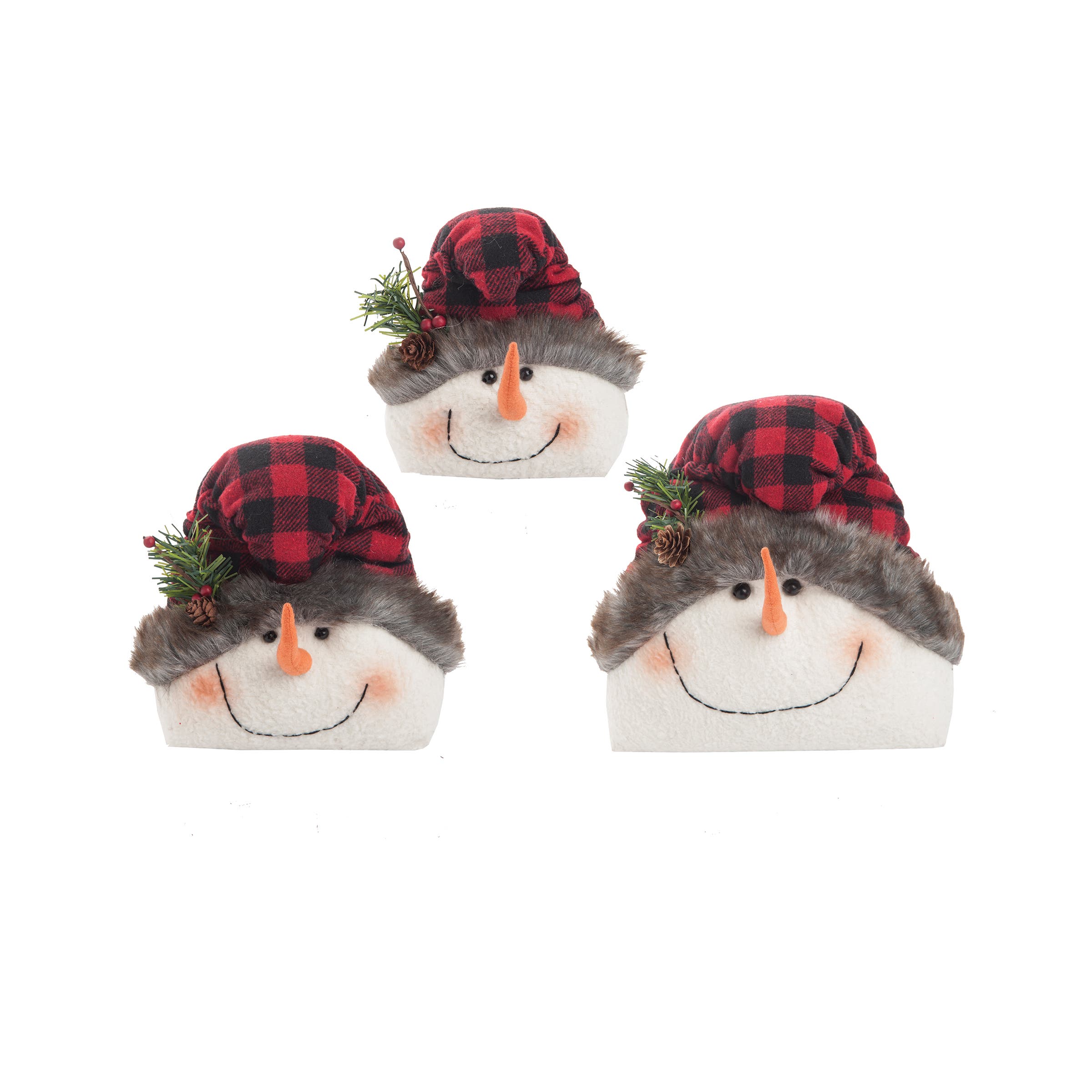 C & F Home C&f Home Buffalo Check Snowmen Figurine Set Of 3 In White