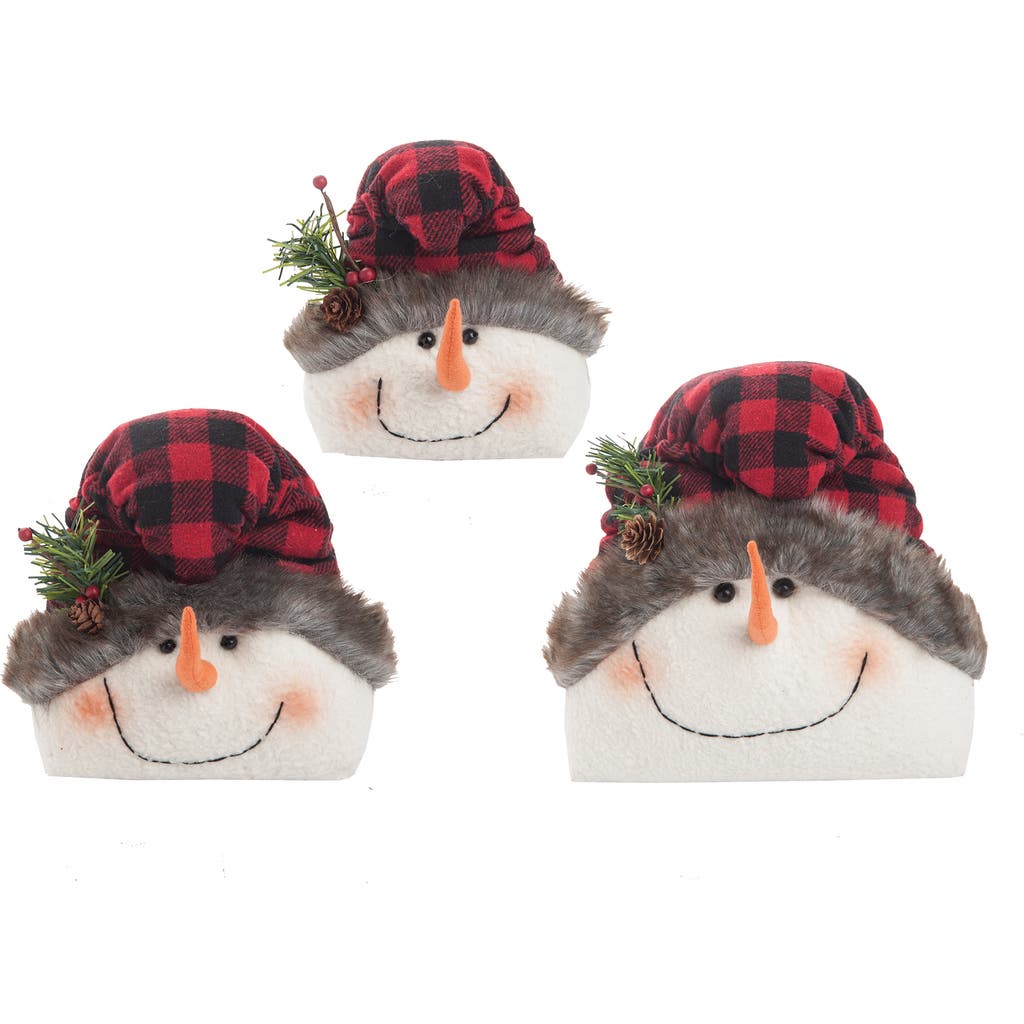 C & F Home C&f Home Buffalo Check Snowmen Figurine Set Of 3 In White