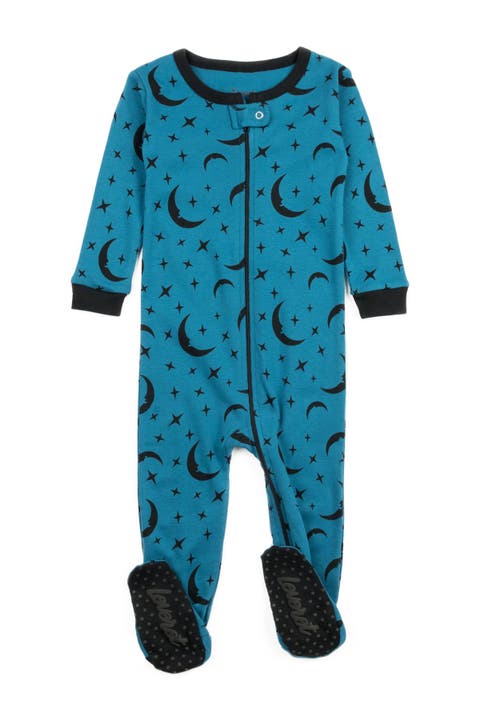 LEVERET Blue Moon Footed Sleeper Pajama