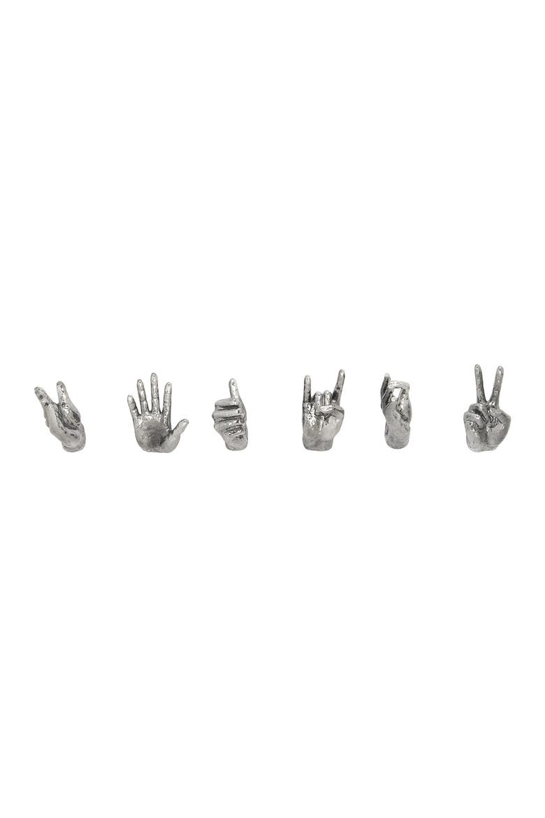 Stone Counter Display Rack WILLOW ROW Silvertone Polystone Modern Floating Hands Sculpture - Set ...