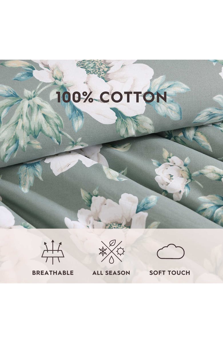 Laura Ashley Wisley Floral Cotton Comforter Set, Alternate, color, Sage Green