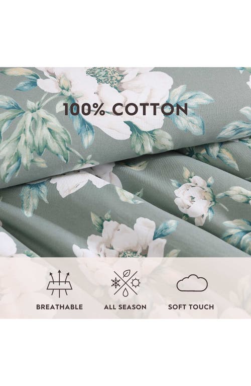 Laura Ashley Wisley Floral 7-piece Cotton Comforter Set In Sage Green