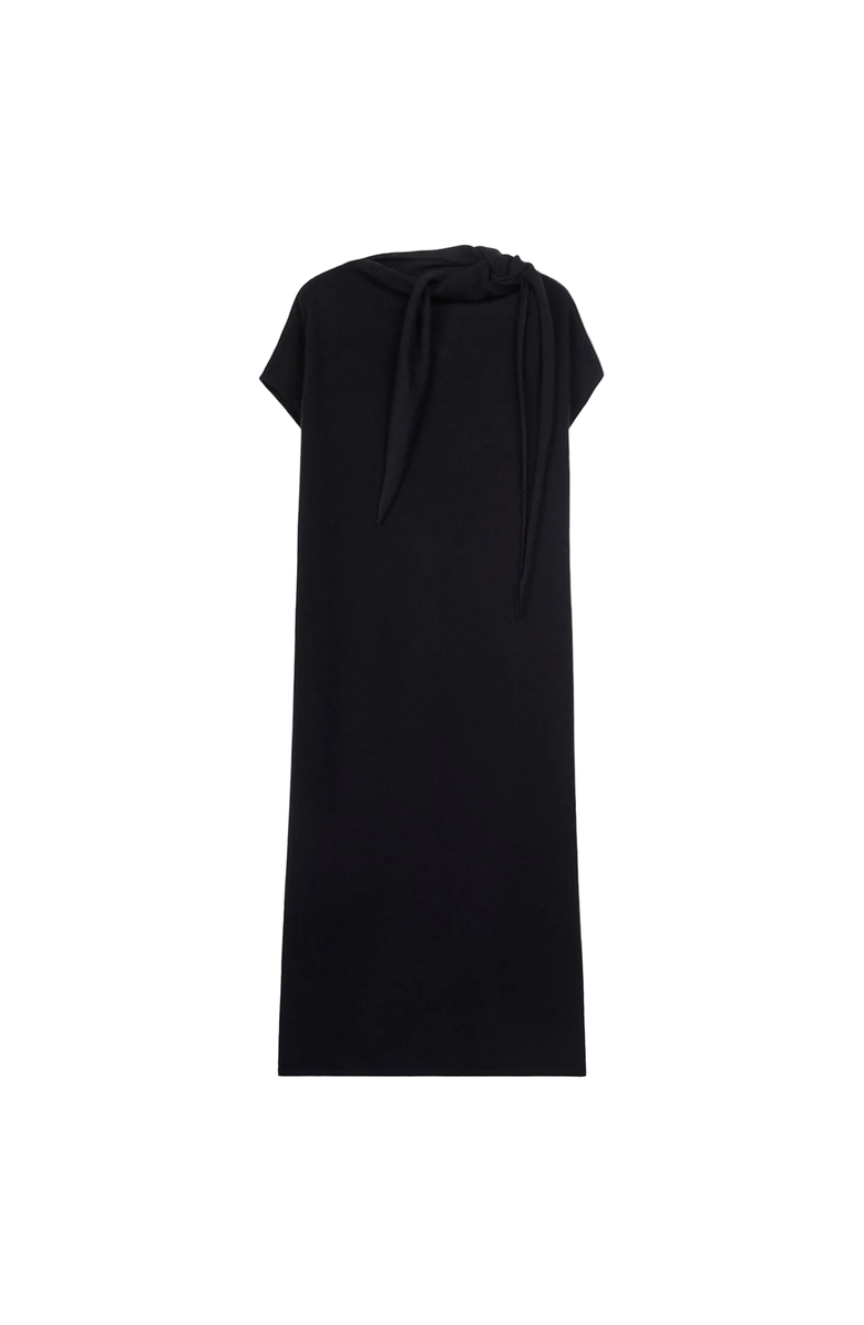 Gobi Cashmere Cashmere Tie-Neck Dress, Main, color, Black