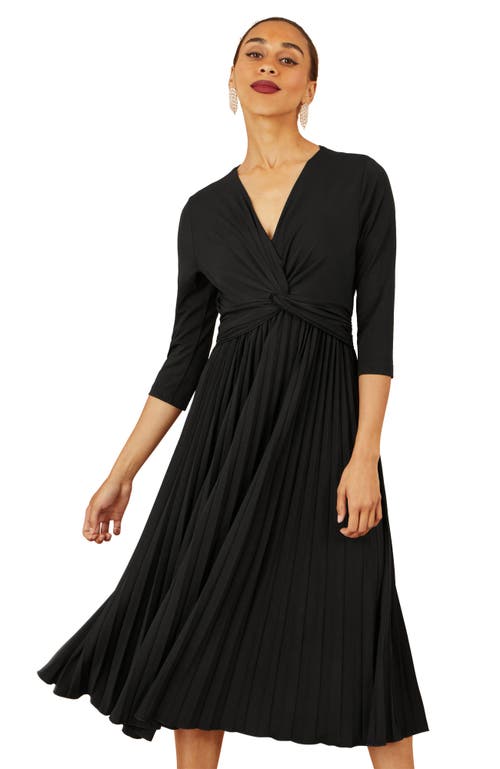 Yumi Jersey Knot Waist Midi Dress In Black