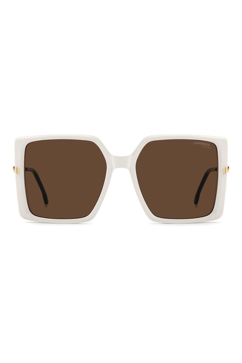 57mm Rectangular Sunglasses, Main, color, IVORY/ BROWN
