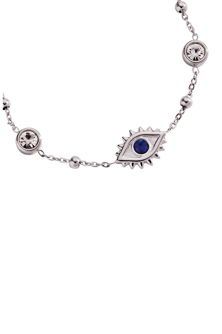 Evil Eye Crystal Stone Chain Bracelet, Alternate, color, Silver