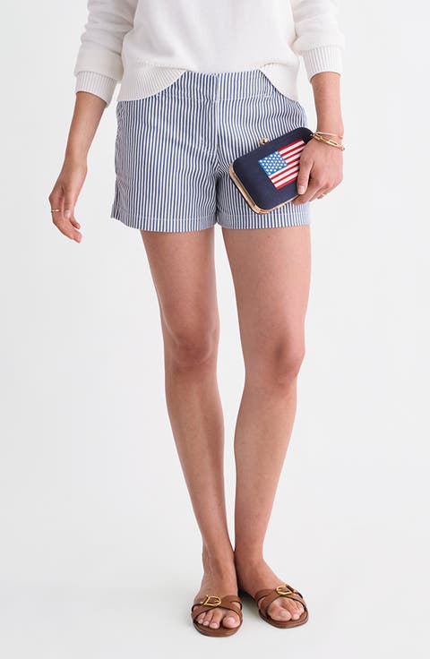 Herringbone Stretch Cotton Shorts