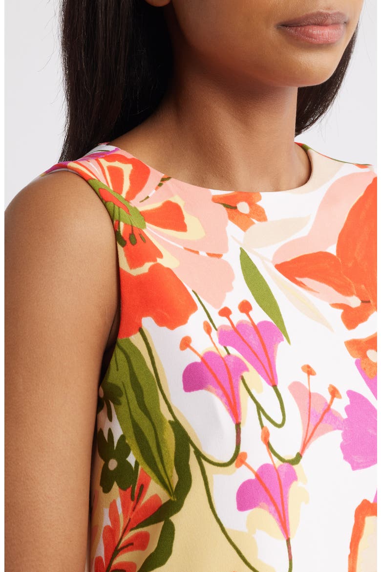 Floral Sleeveless Shift Minidress, Alternate, color, EGRET MULTI