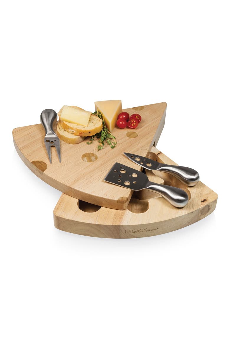 'Swiss Cheese' Cheese Board Set, Alternate, color, BROWN