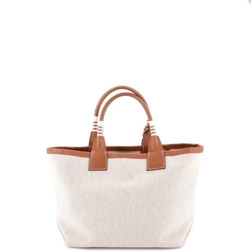 Pre-owned Hermes Hermes Sac Steeple Tote Toile With Leather 28 In Gold