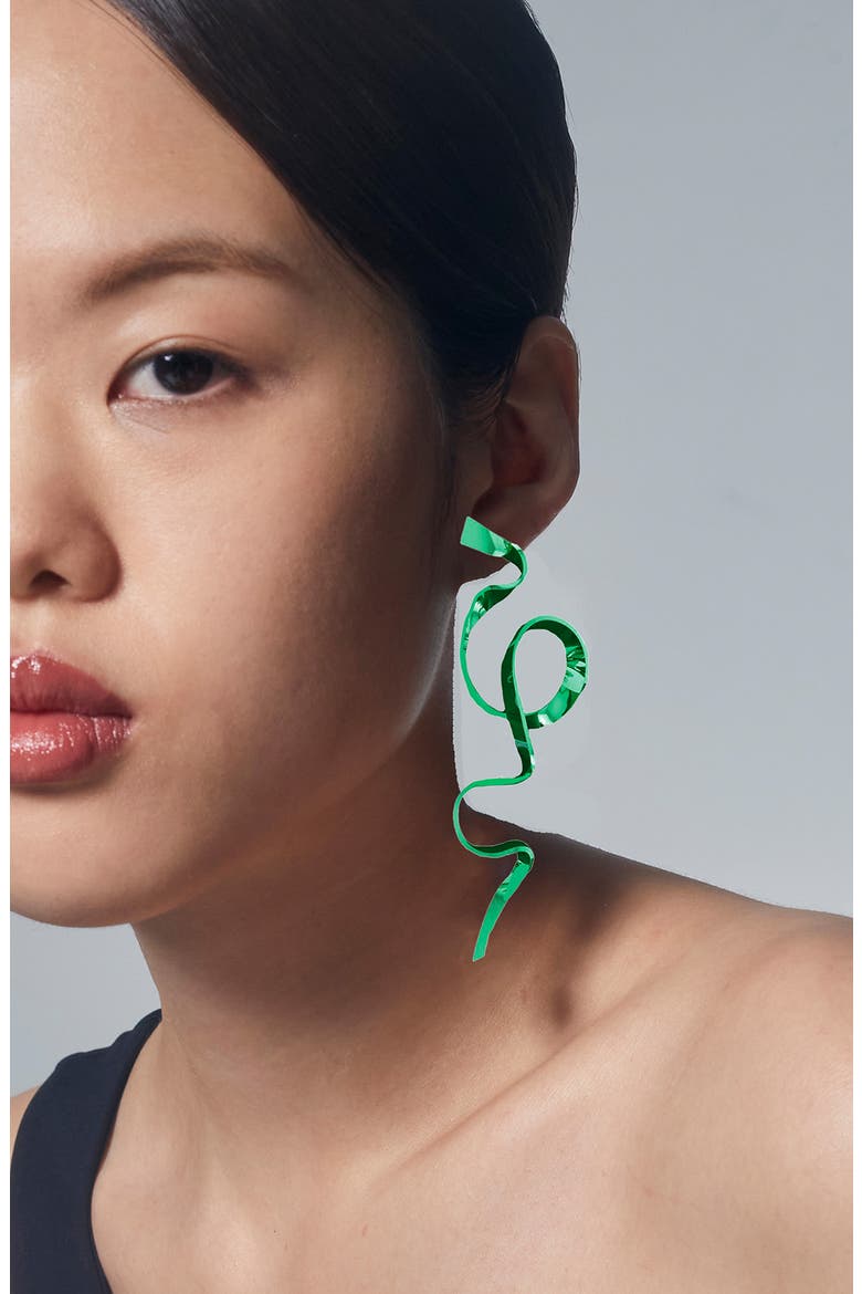 Allegro Ribbon Drop Earrings, Alternate, color, EMERALD
