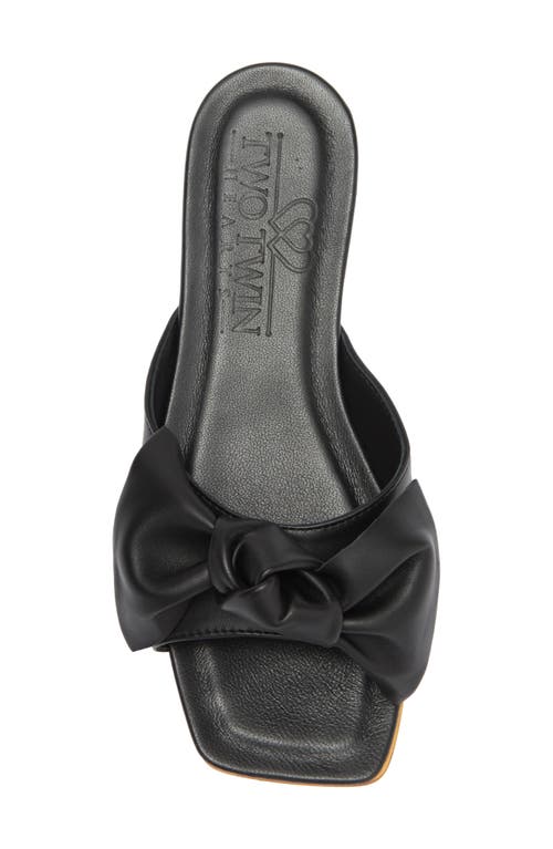 2 Twin Hearts Bow Flat Sandal In Black