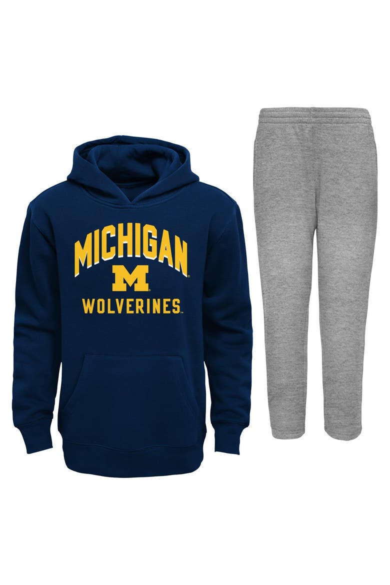 Infant Navy/Gray Michigan Wolverines Play-By-Play Pullover Fleece Hoodie & Pants Set, Main, color, Navy