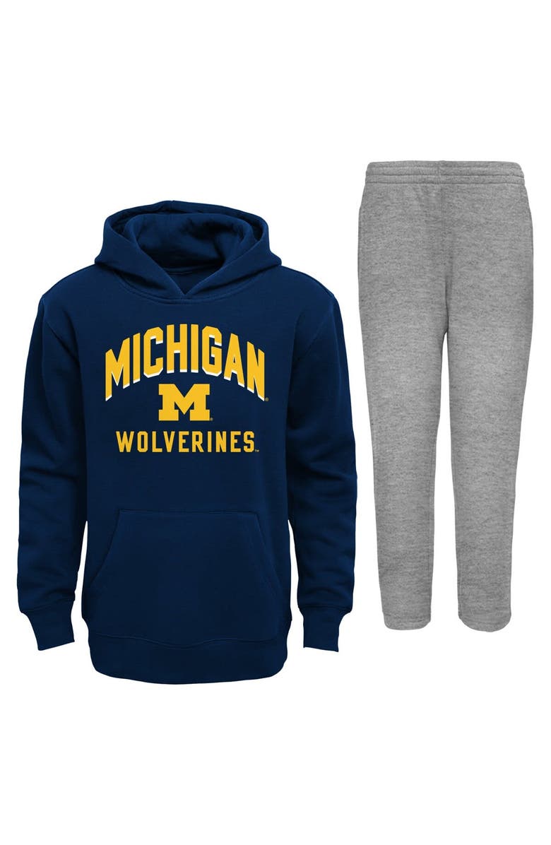 Outerstuff Infant Navy/Gray Michigan Wolverines Play-By-Play Pullover Fleece Hoodie & Pants Set, Main, color, 
