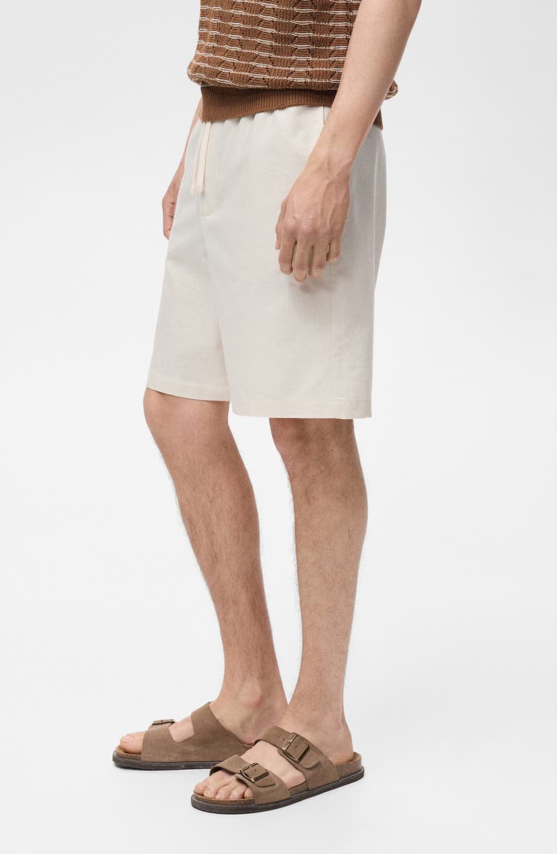 MANGO Cotton & Linen Bermuda Shorts, Alternate, color, Ivory White
