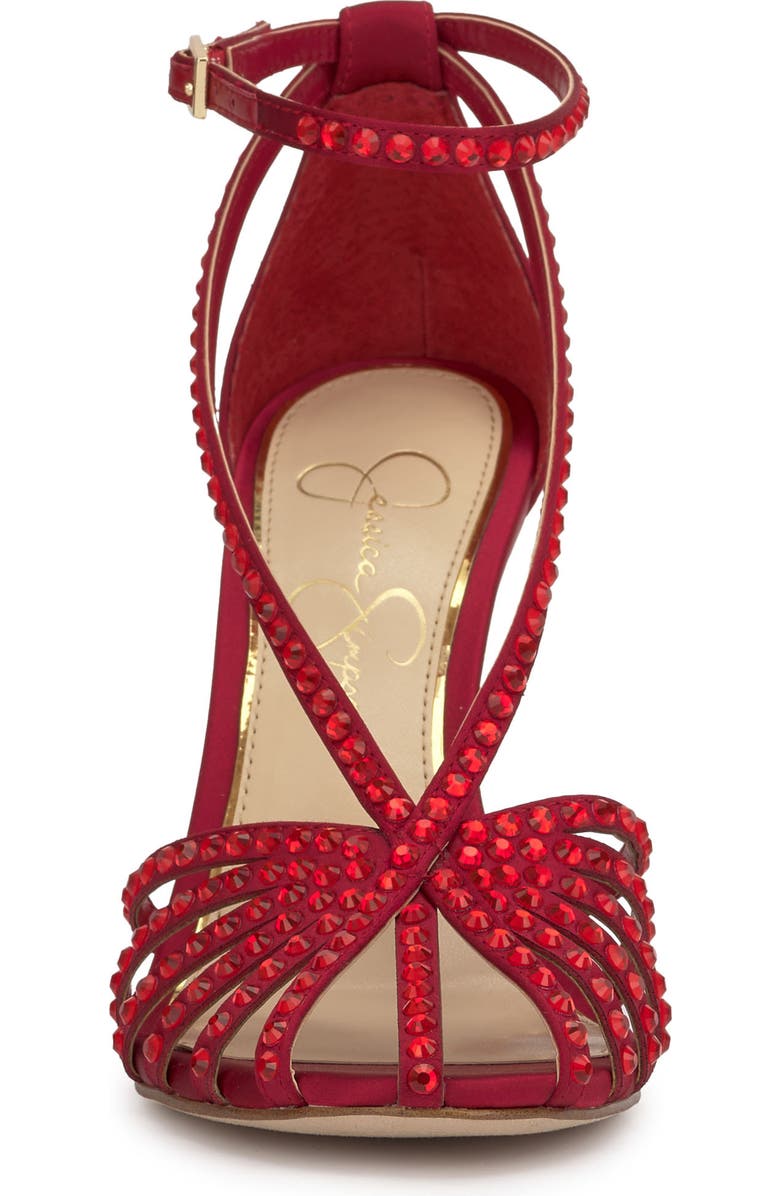 Jessica Simpson Jittale Ankle Strap Sandal, Alternate, color, Chili Pepper Matte Satin