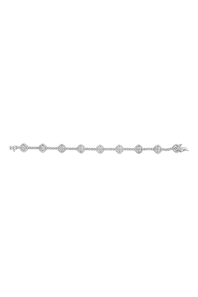 Silver 3.0 Cttw Diamond Halo Square Shape Link Bracelet, Alternate, color, White