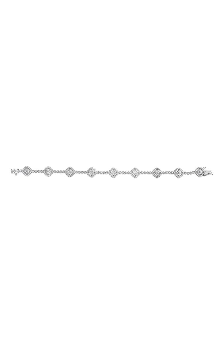 Haus of Brilliance Silver 3.0 Cttw Diamond Halo Square Shape Link Bracelet, Alternate, color, White