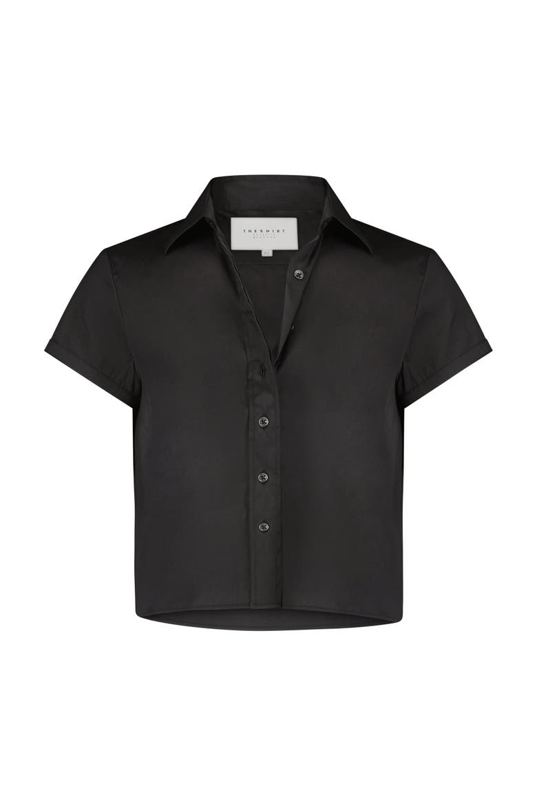 The Boxy Short Sleeve Cropped Shirt, Alternate, color, Black