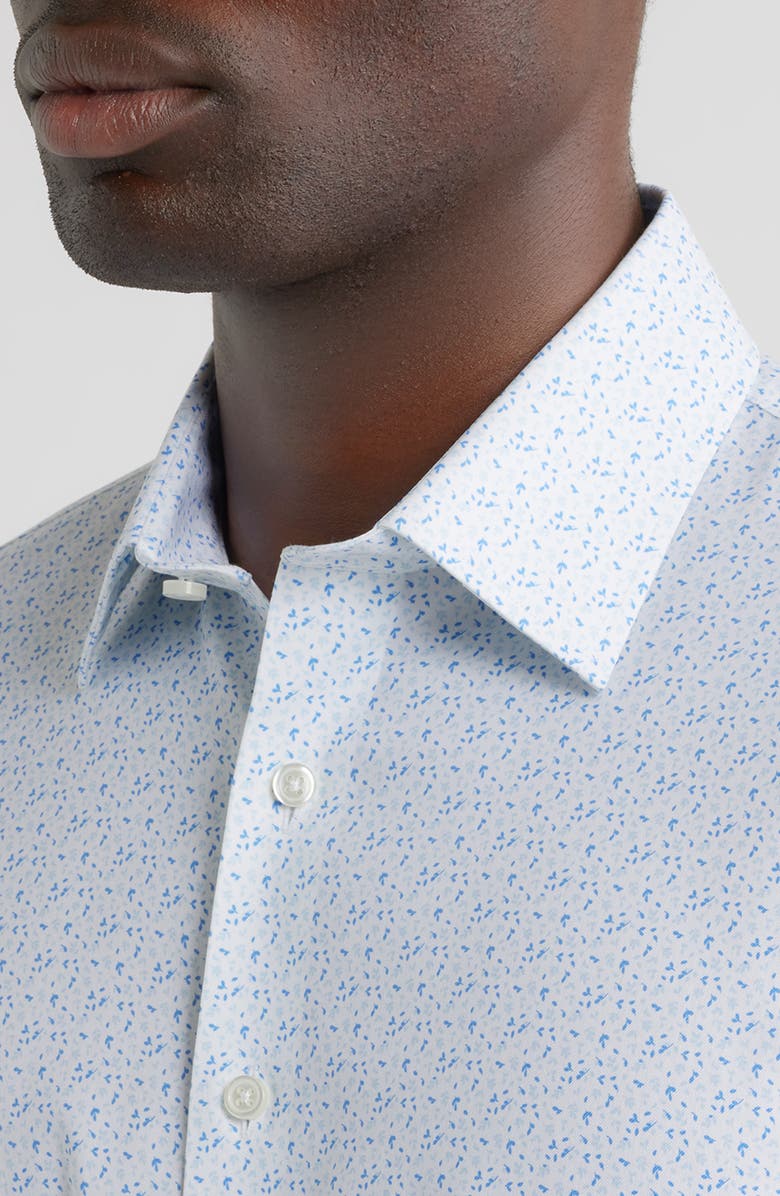 Nordstrom Trim Fit Floral Premium Performance Twill Dress Shirt, Alternate, color, Blue Ashland Pat