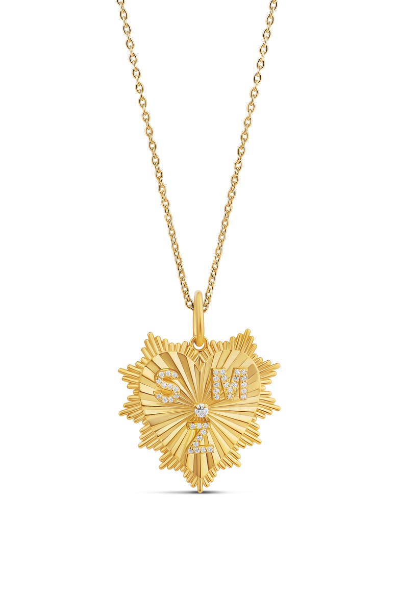 Fluted Multi Initial Heart Pendant Necklace, Main, color, GOLD