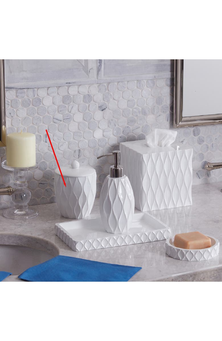 ROSELLI TRADING COMPANY Wave Bathroom Canister, Alternate, color, White Resin