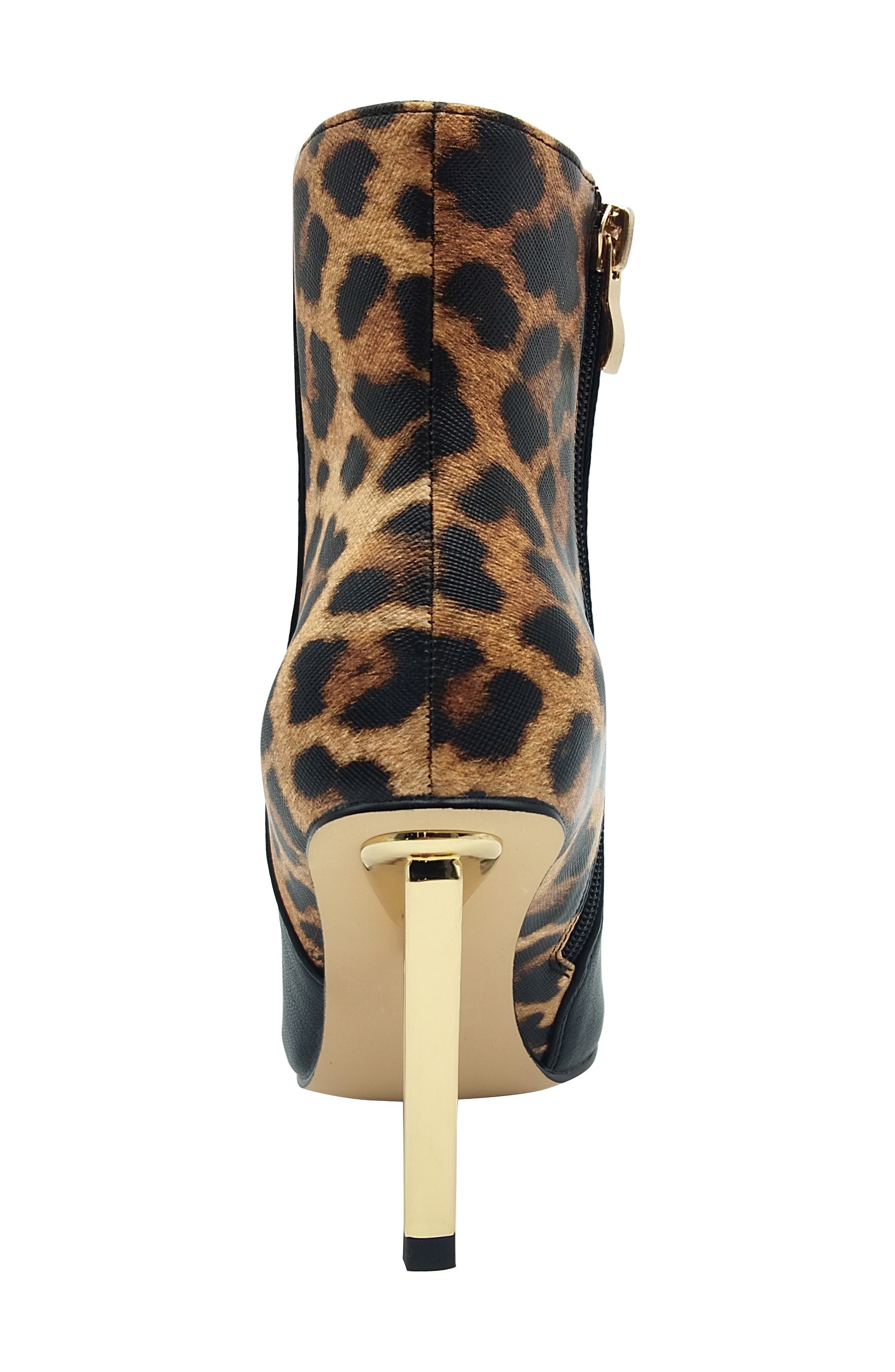 Gia Triangle Heel Bootie, Alternate, color, BLACK LEOPARD