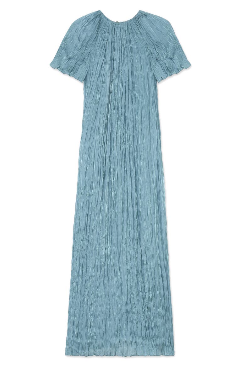 Iridescent Twill Plissé Maxi Dress, Alternate, color, LAGOON GREEN
