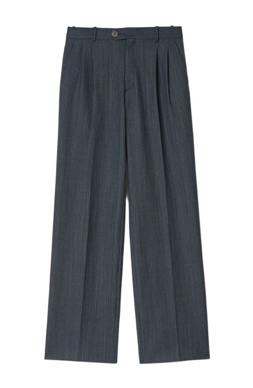Sandro Striped Wide-leg Trousers In Blue