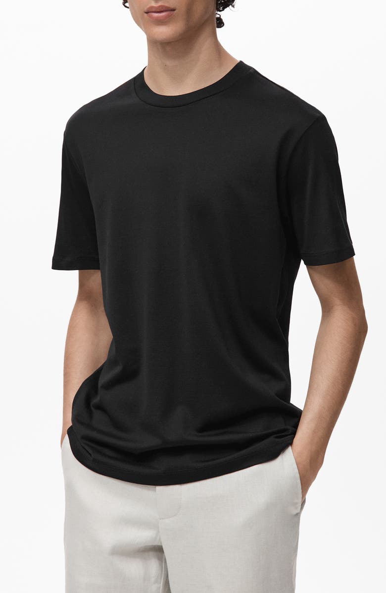 MANGO Slim Fit Cotton T-Shirt, Main, color, Black