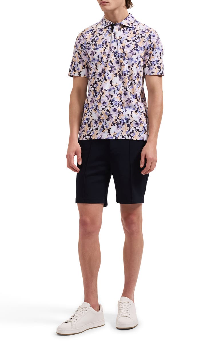 Bugatchi Hendrix Floral Pima Cotton Polo, Alternate, color, Lavender