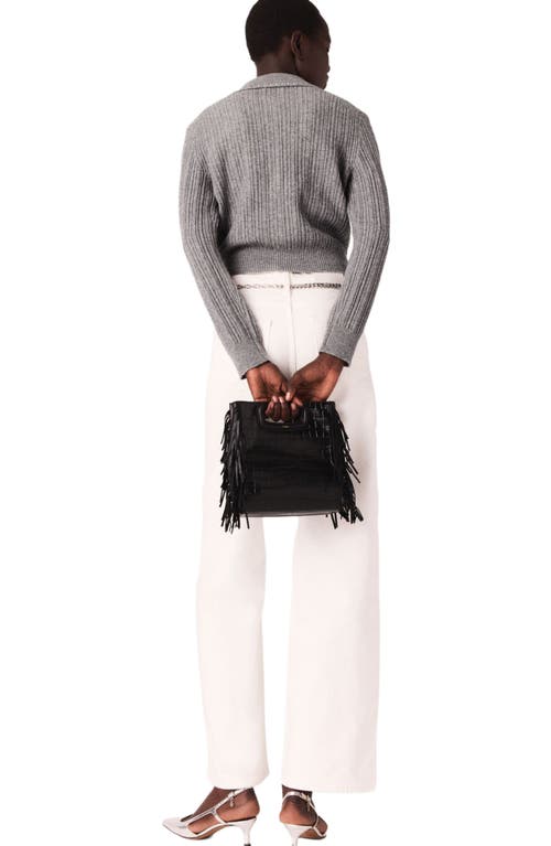 Maje Rhinestone Collar Cardigan In Gray