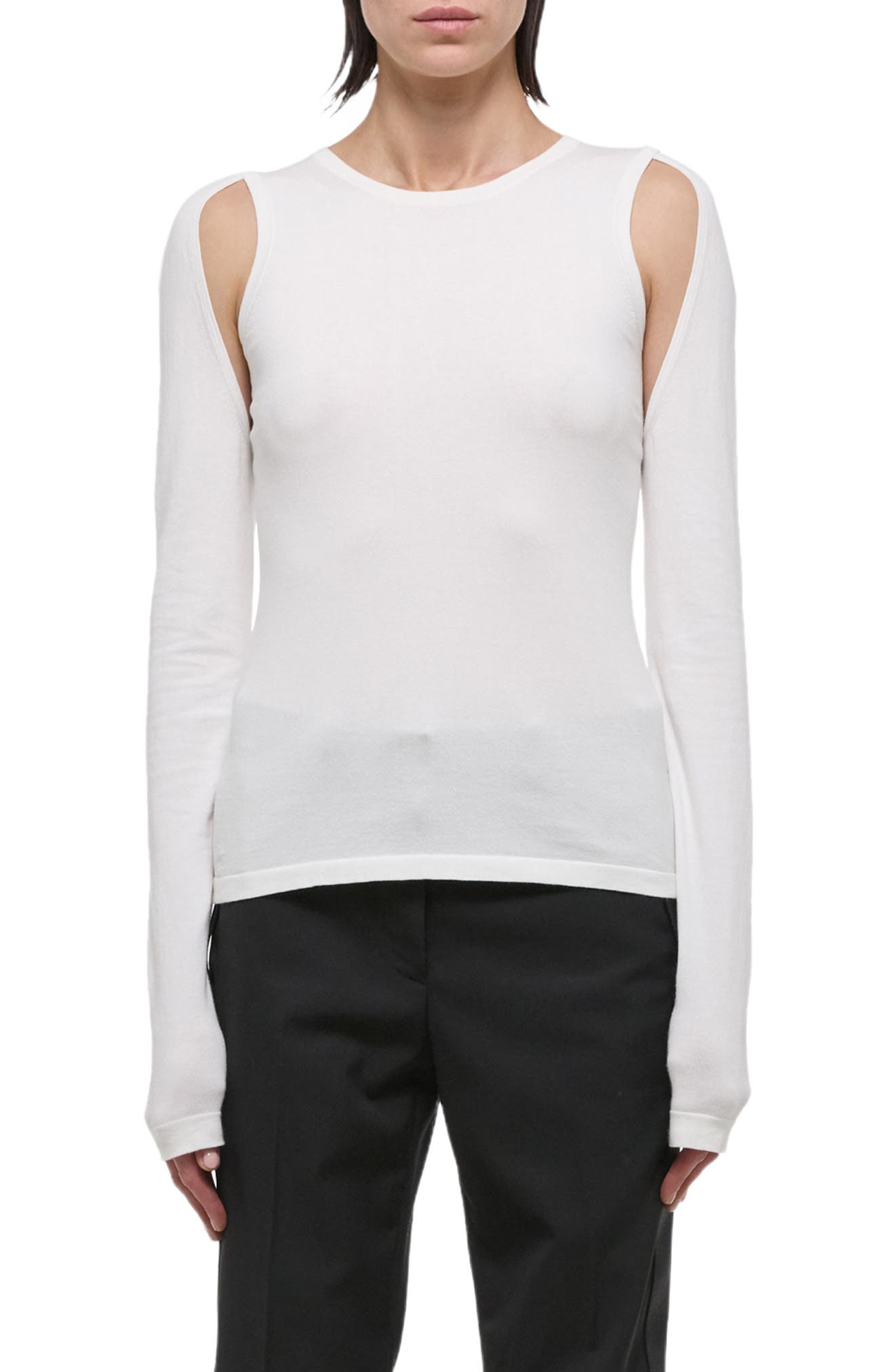 Helmut Lang Cotton Shoulder Cutout Sweater