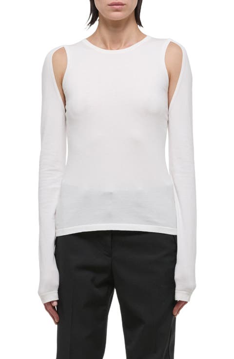 Cotton Shoulder Cutout Sweater