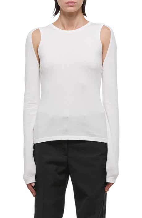 Helmut Lang Cotton Shoulder Cutout Sweater