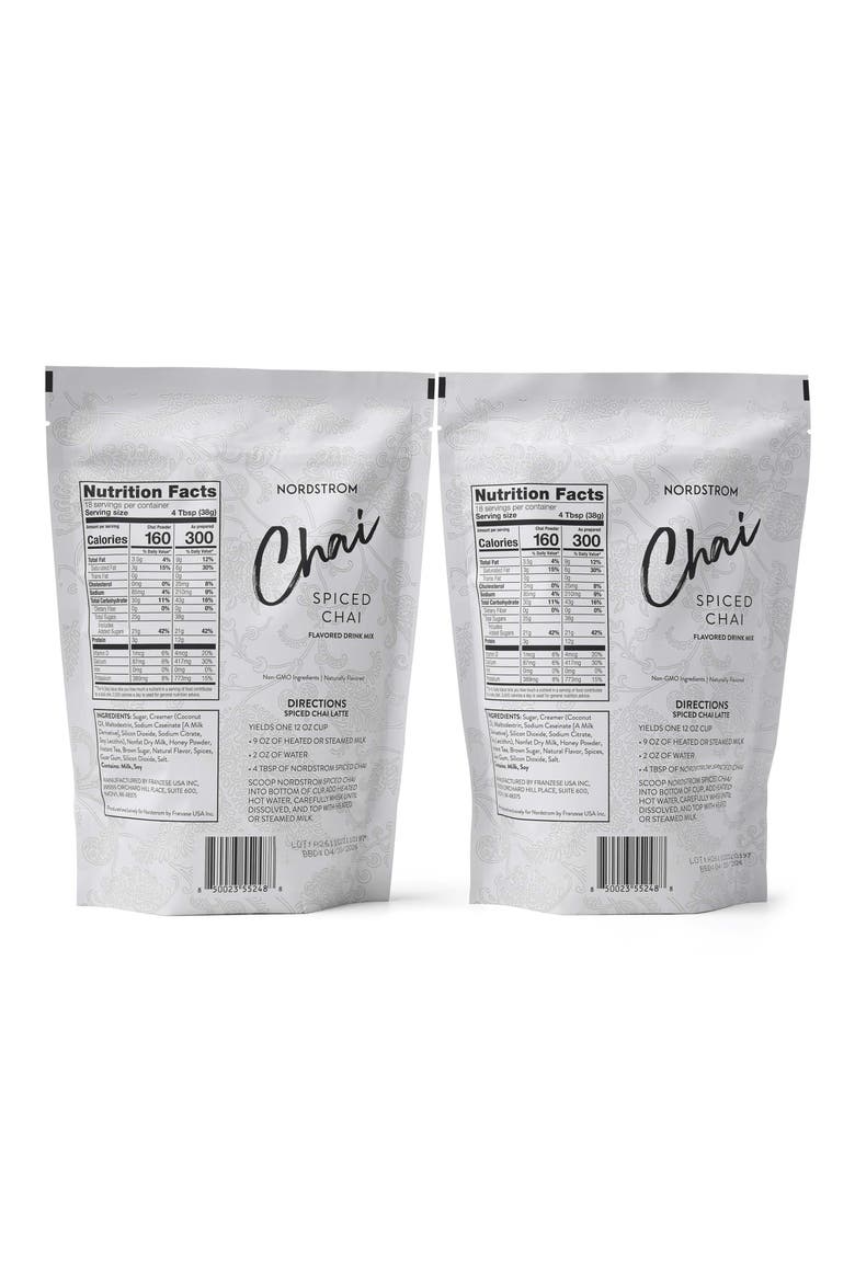 2-Pack Spiced Chai Flavored Drink Mix Bags, Alternate, color, WHITE