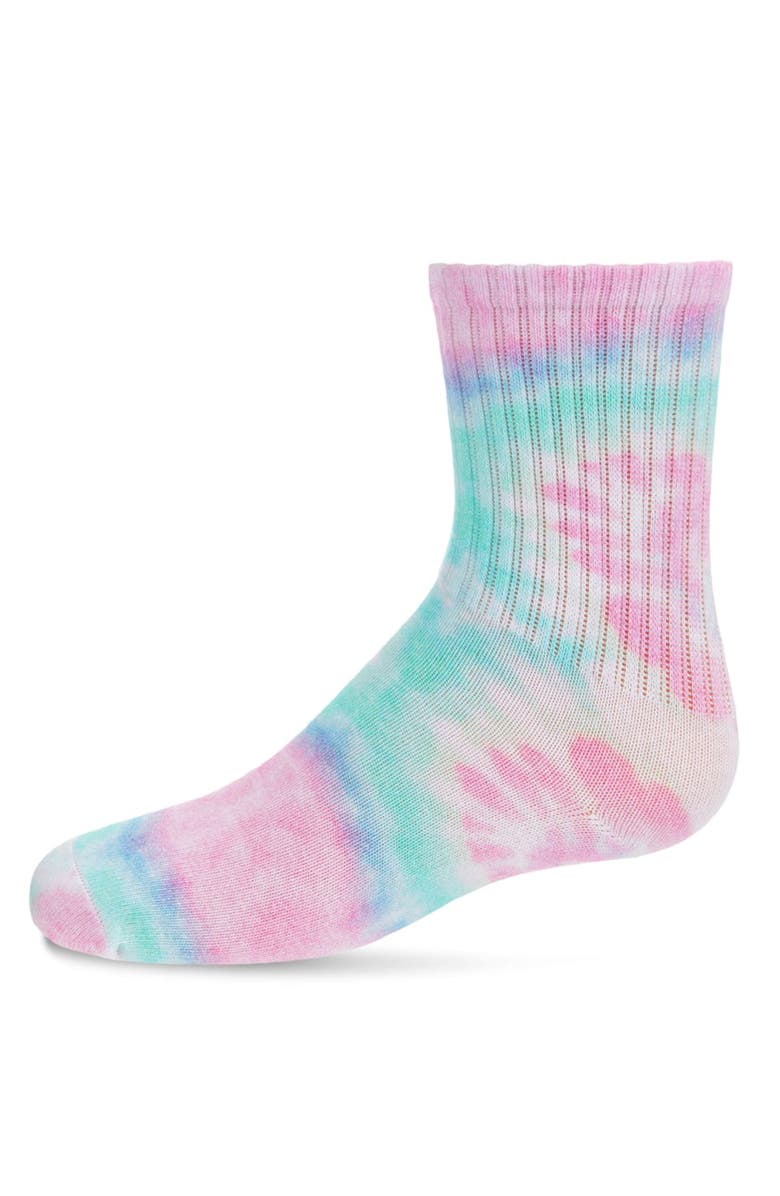 MeMoi Pastel Tie Dye Kids Crew Sock, Main, color,