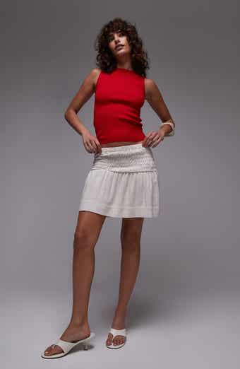 Topshop Smocked High Waist Miniskirt